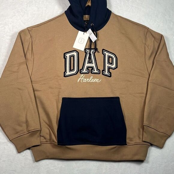 GAP x Dapper Dan DAP Logo Limited Edition Brown Hoodie Pullover Men Size Large - Picture 1 of 9